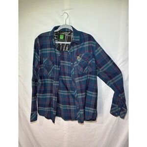 HippyTree Mens Nomad Division Blue Plaid Flannel Snap Front Shirt Medium